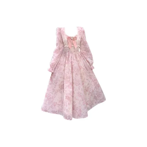 EOEI Long-Sleeved Dresses Women's Pink