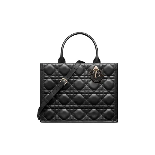 DIOR BookTote Cow Leather Tote Bag, Shopping Bag, Shoulder Bag, Handbag Medium Size Women's Black