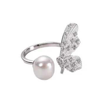 Ostantin S925 Silver, Freshwater Pearl Rings Women's
