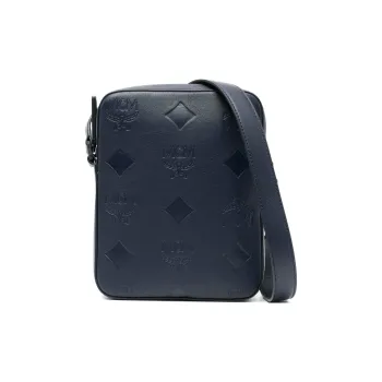 MCM Leather Crossbody Bag, Shoulder Bag Mini Men's Marine Blue
