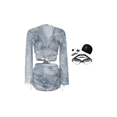 Yalu Preferred Swimming Sets Polyester Women's Blue