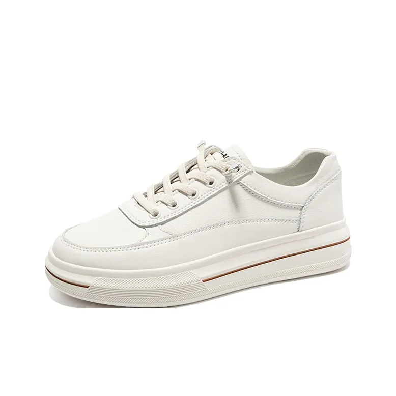 ZHR Flat White Shoes Wear-resistant And Lightweight Low-Top Skateboard Shoes Women's-0