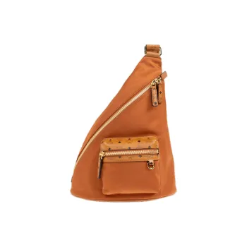 MCM Aren Visetos Nylon Shoulder Bag, Sling Bag Mini Unisex Cognac
