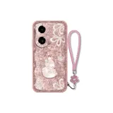 Girly Pink-DW Glitter Gourd Pink+Floral Bracelet