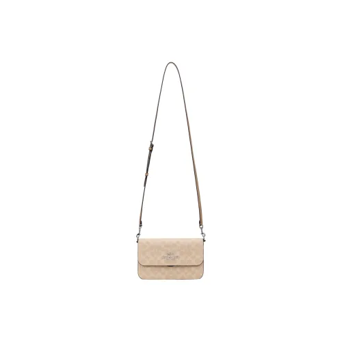COACH Brynn Artificial Leather Bonded Cow Split Leather Crossbody Handbag Shoulder Bag Medium Size Women's Light Beige