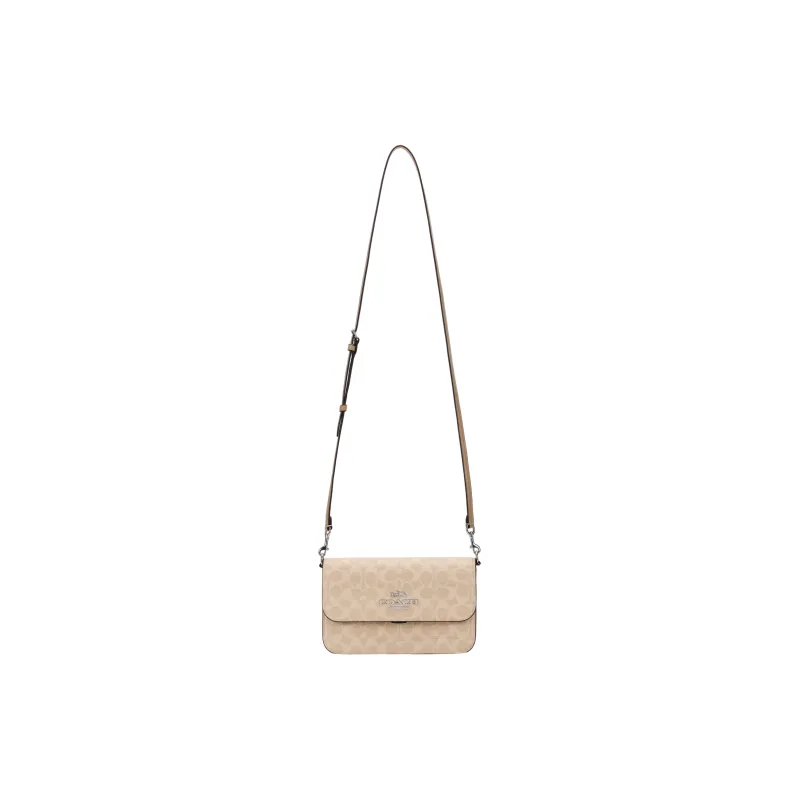 COACH Brynn Artificial Leather Bonded Cow Split Leather Crossbody Handbag Shoulder Bag Medium Size Women's Light Beige-0