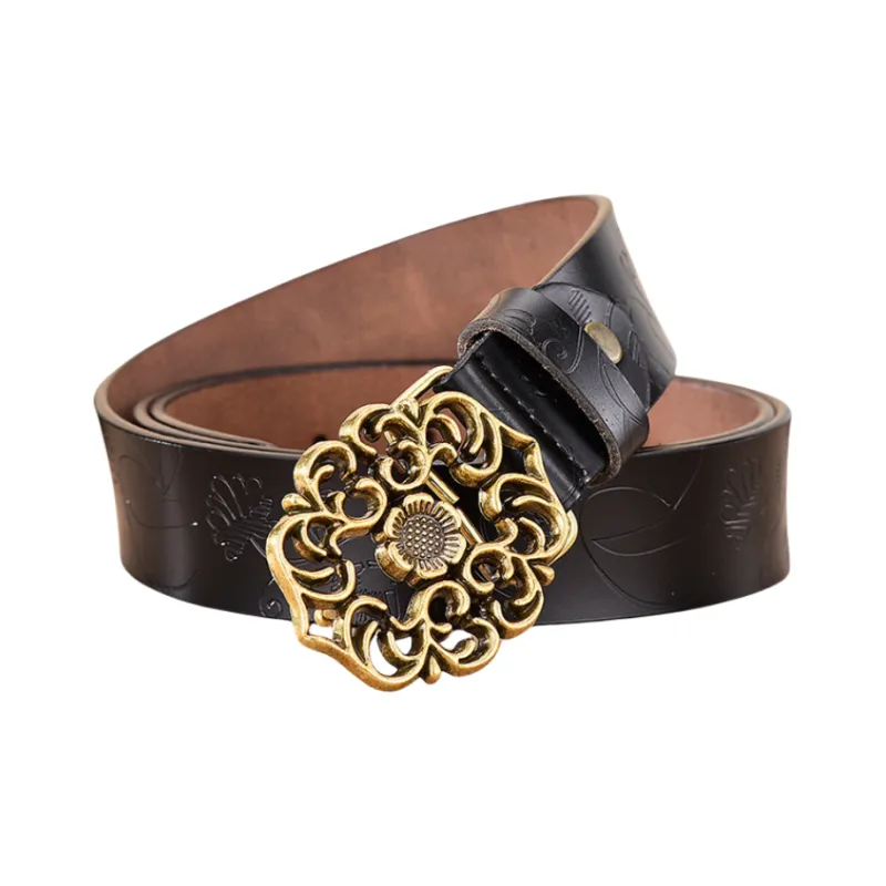 Yalu Cow Split Leather Belts Women's 3.3CM-0