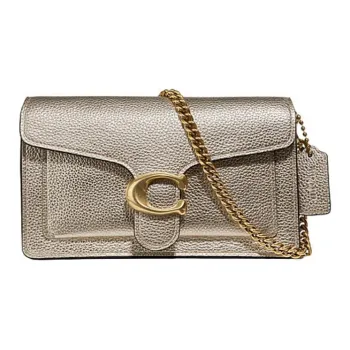 COACH Tabby Pebbled Cow Leather Chain Shoulder Bag Crossbody Bag Small Size Women's Metallic