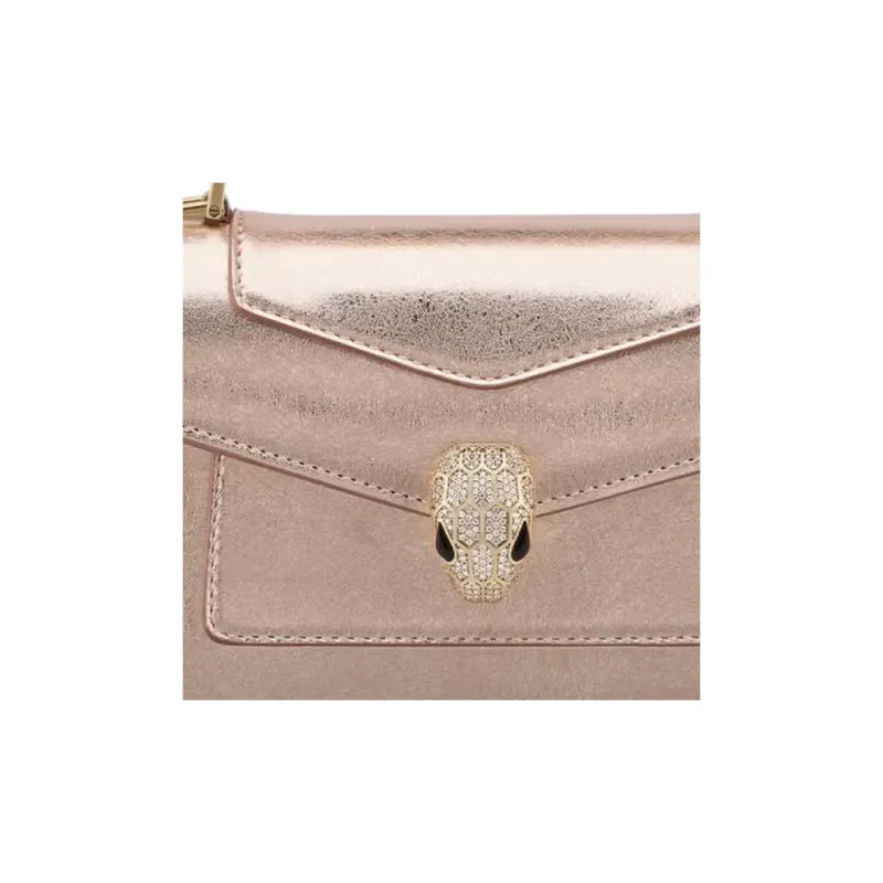 BVLGARI Serpenti Forever Cow Leather Shoulder Bag Crossbody Bag Handbag Mini Women's Pink-3