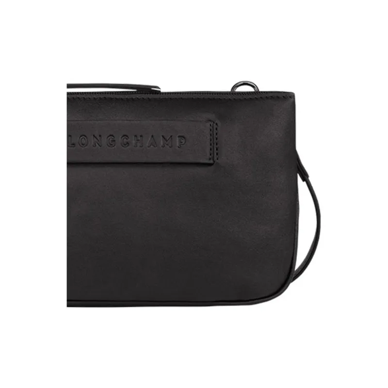 LONGCHAMP 3D Leather Shoulder Bag Crossbody Bag Women's Black-4