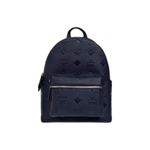MCM Leather Backpack Medium Size Men's Marine Blue