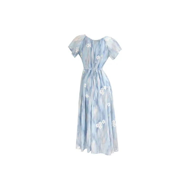 BVODE Short Sleeved Dress Women's Sky Blue-1