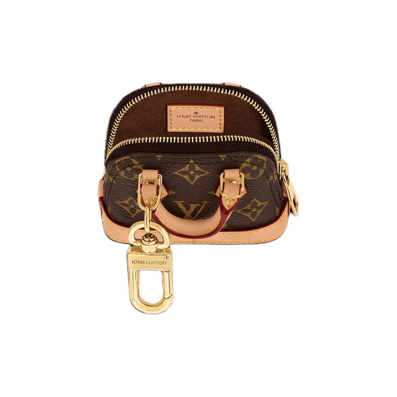 LOUIS VUITTON Alma Coated Canvas With Cow Leather Accessory Bag Charm Bag Merch Women's Brown-3