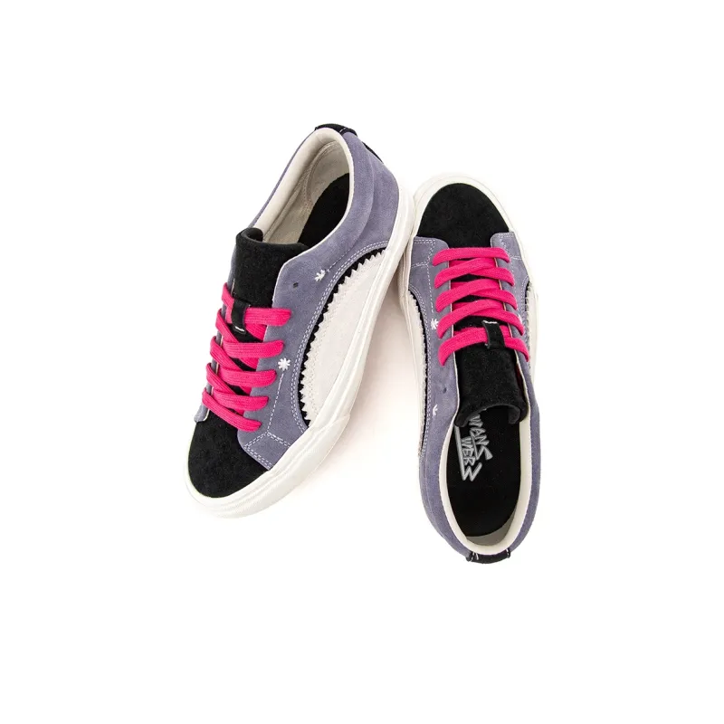 WANSWER Slip-Resistant Cushioning Abrasion-Resistant Low-Top Skateboard Shoes Unisex Black Purple Red-4