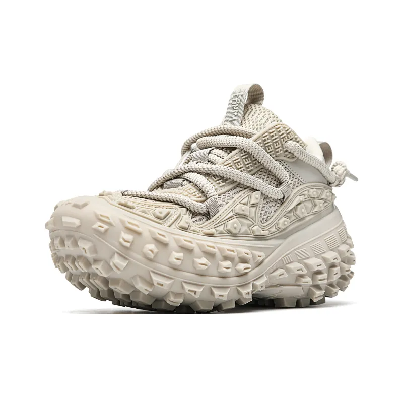 ORD Anti Slip Wear Resistant Breathable Lightweight Height Increasing Low Top Chunky Sneakers Unisex Beige-2