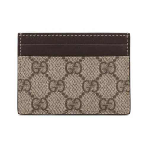 GUCCI Canvas With Leather Card Clip Card Holder Men's Ebony