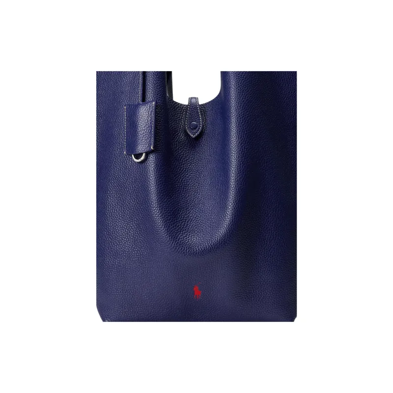 Polo Ralph Lauren Leather Tote Bag Shopping Bag Shoulder Bags Large Size Women's Marine Blue-3