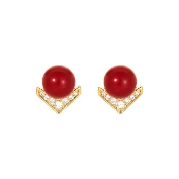 Rhymes Gold Plated Copper Stud Earrings Women's