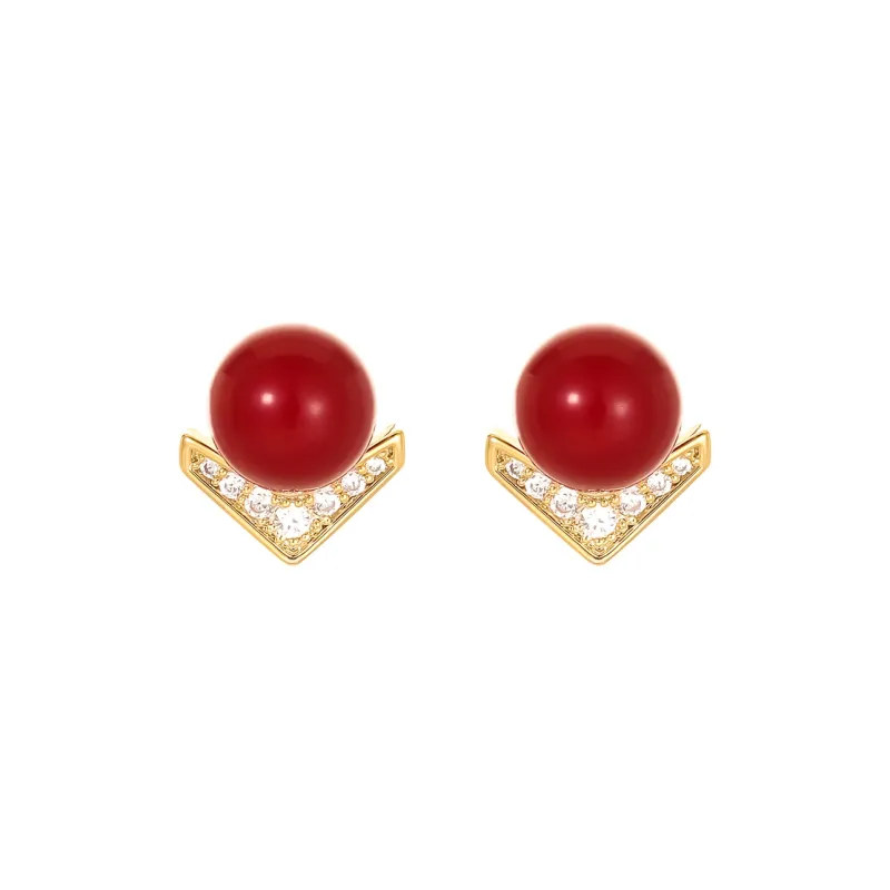 Rhymes Gold-Plated Copper Stud Earrings Women's-0