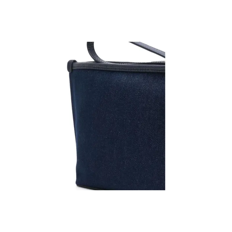 BALLY Canvas With Leather Quality Canvas Bag Clutch Women's Marine Blue-3