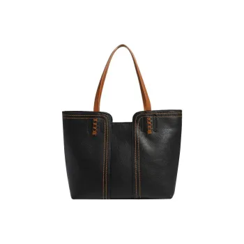 SEPTWOLVES PU Shoulder Bag Large Size Women's Black/Gray