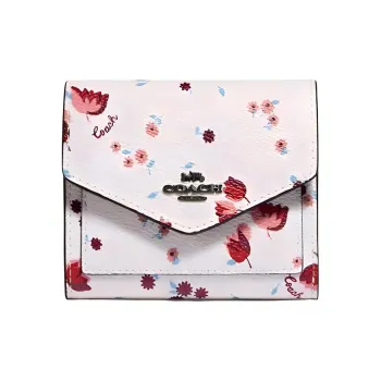 COACH Leather, Canvas Wallet Small Size Women's Chalk White