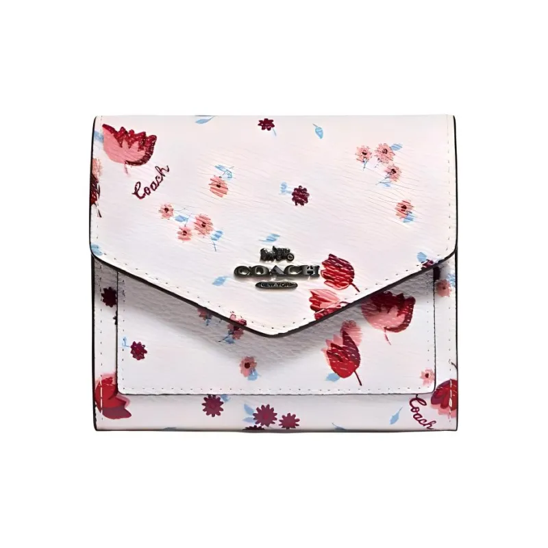 COACH Leather, Canvas Wallet Small Size Women's Chalk White-0