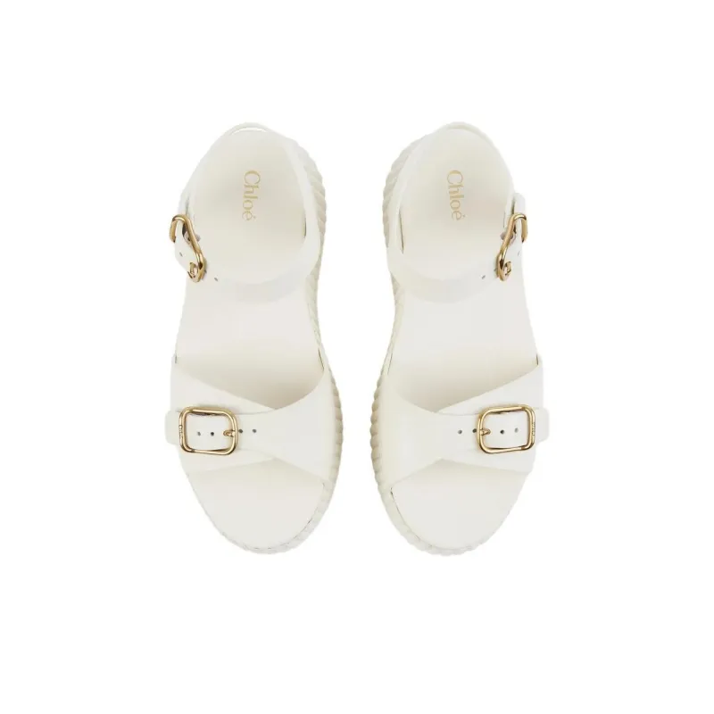 Chloe Nama Strap Sandals 8cm Women's White-4
