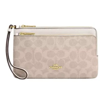 COACH Signature Canvas Wallet Small Size Women's Pink & White