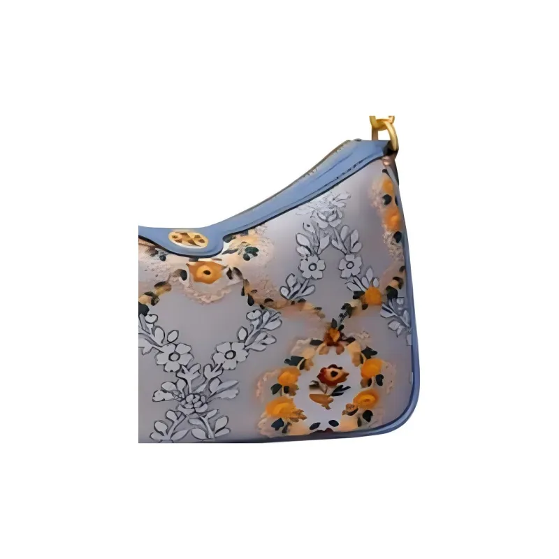TORY BURCH T Monogram Brocade With Leather Fabric Portable Crossbody Bag, Shoulder Bag Women's Frost Ice Blue-1