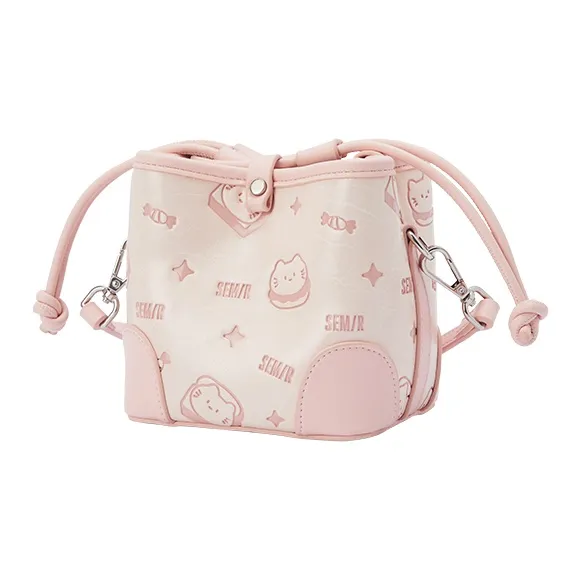 SEM/R Kitten Sketch Synthetic Leather With PU Bucket Bag, Shoulder Bag Large Size Women's-1