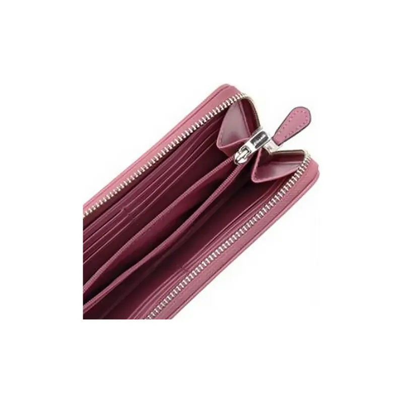 COACH Accordion Zip Artificial Leather With Leather Wallet Small Size Women's Purple-3