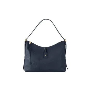 LOUIS VUITTON Carryall Cow Leather Shopping Bag Handbag Shoulder Bag Medium Size Women's Marine Blue