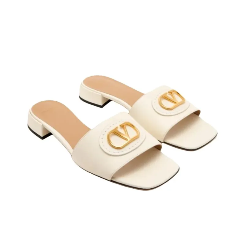 Valentino Slide Slippers Women's White-2