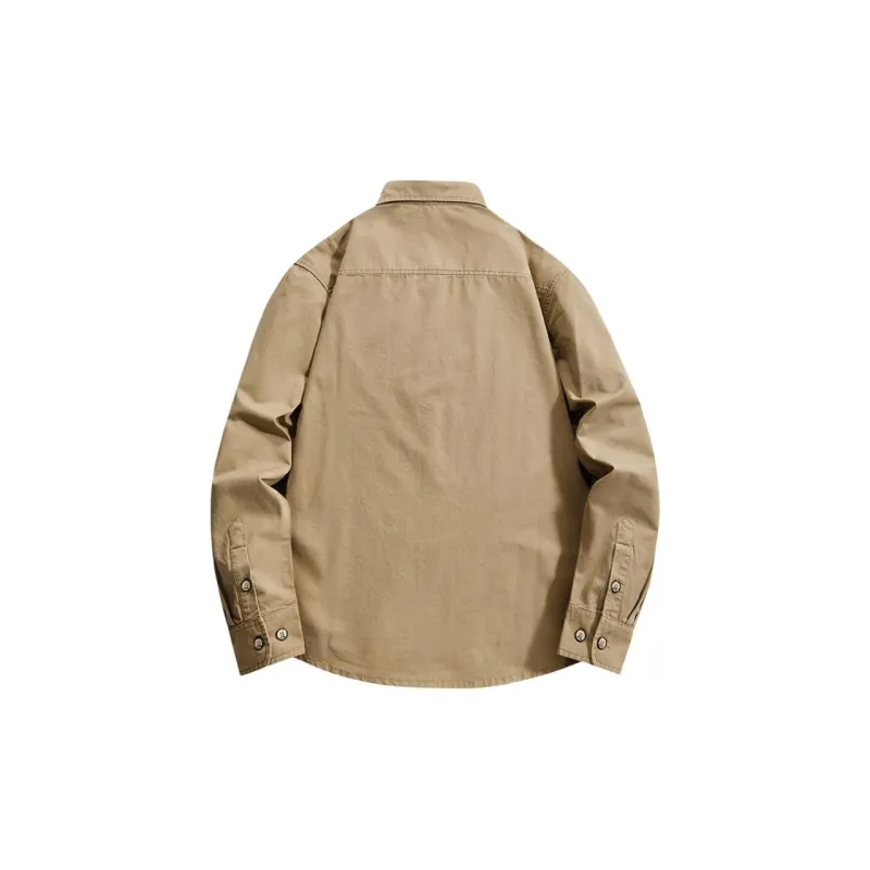 Jeep Outdoor Workwear Shirt Vintage Long Sleeved Coat Men's Khaki-1