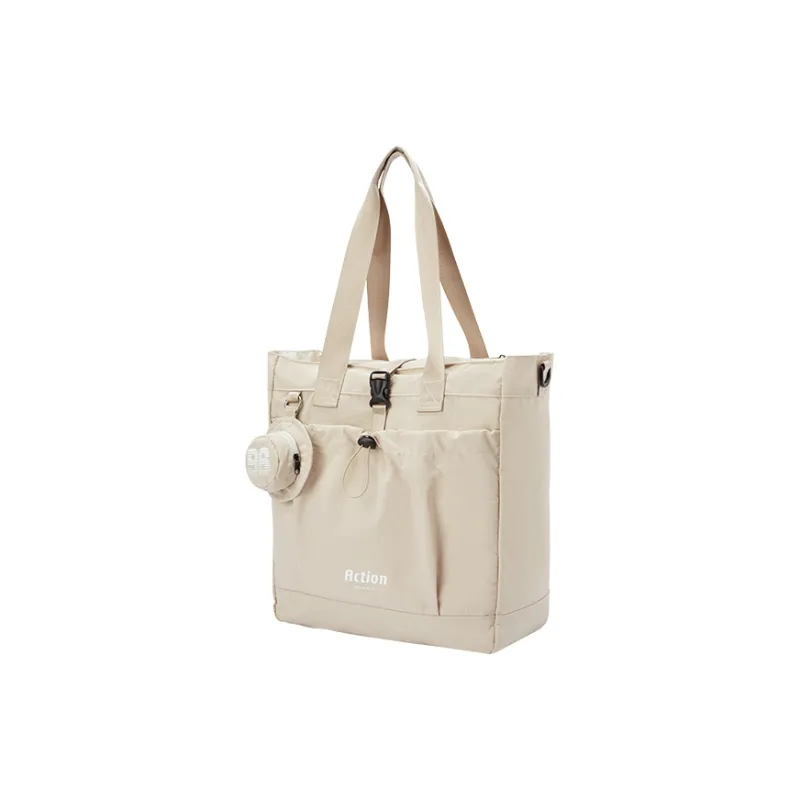 SEM/R Fabric Tote Bag, Shoulder Bag Medium Size Unisex Milk White/Medium Green/Black-1