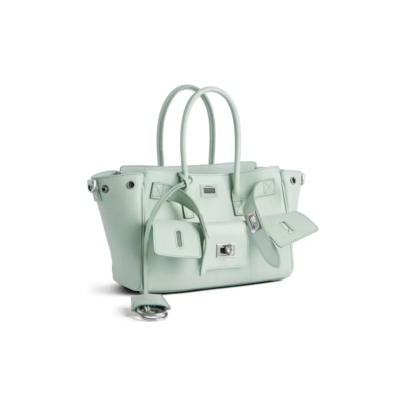 Balenciaga Bel Air Calfskin Tote Bag, Single Shoulder Handbag Mini Women's Mineral Green-1
