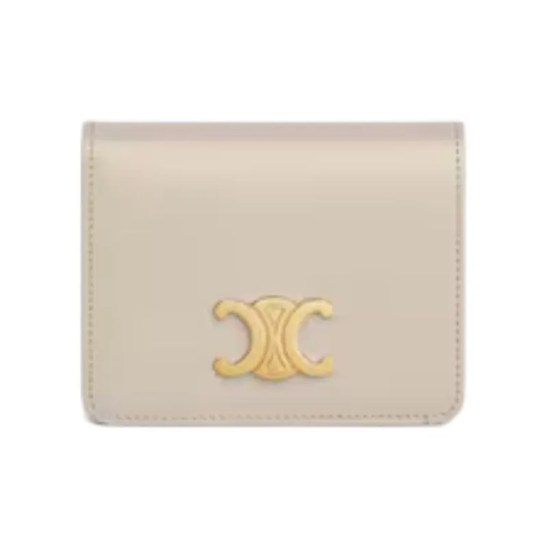 CELINE Triomphe Calfskin Wallet Women's Ivory White-0