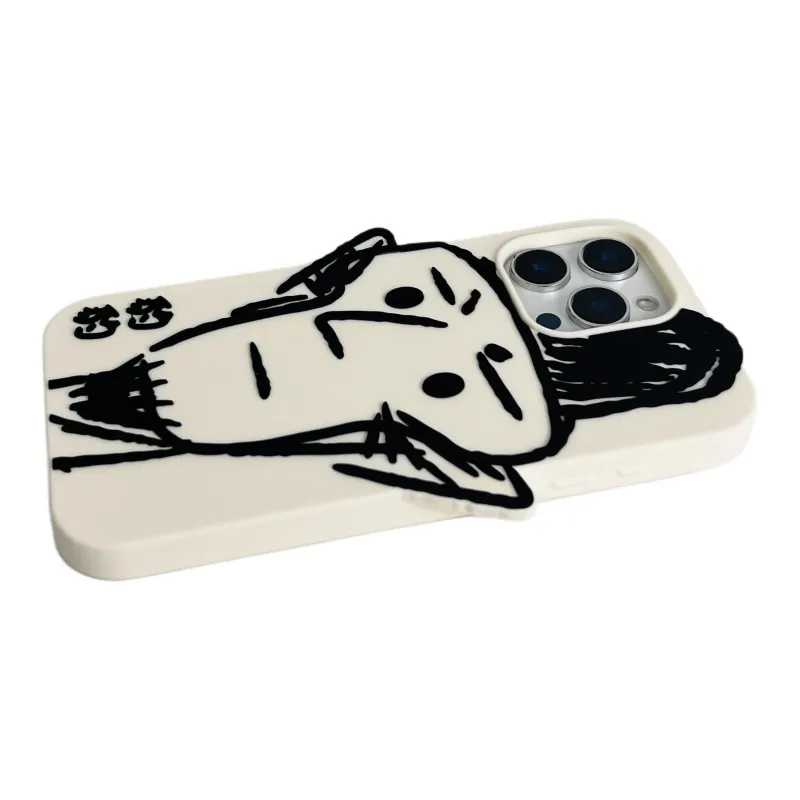 Wei Xin Silicone Material Graffiti Shen Gong Bao Phone Cases Compatible With IPhone 16/15 Pro Max/Apple 13/14 Pro/Max-3