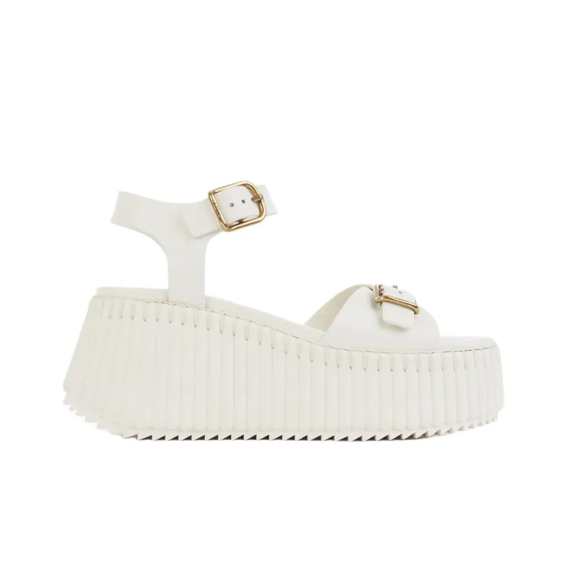 Chloe Nama Strap Sandals 8cm Women's White-1