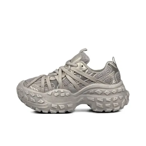 ABCYLM Cushioning, Slip Resistant, Impact Resistant Low Top Chunky Sneakers Women's Champagne