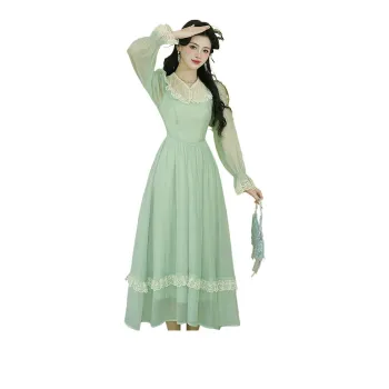 Long Sleeved Dresses Women's Green Single Item
