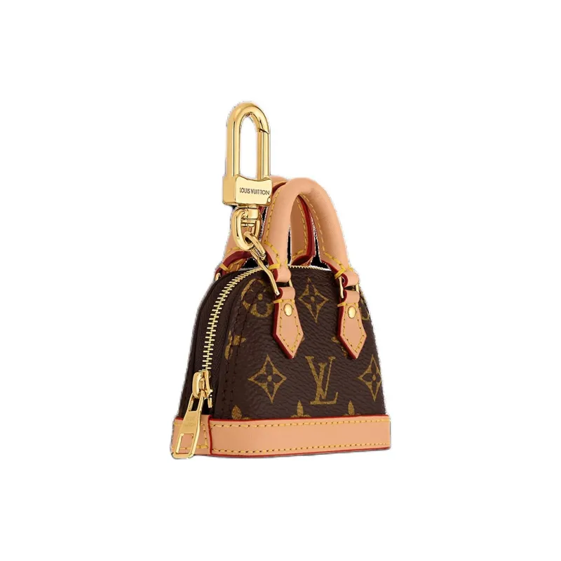 LOUIS VUITTON Alma Coated Canvas With Cow Leather Accessory Bag Charm Bag Merch Women's Brown-1