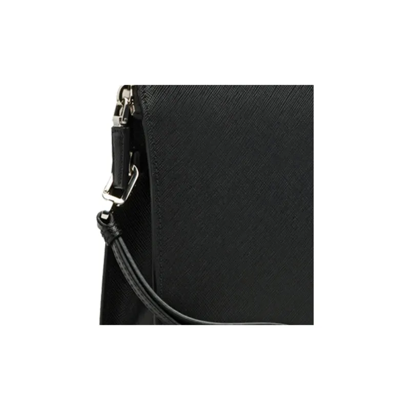 PRADA Saffiano Leather Clutch Men's Black/Baltic Blue-3