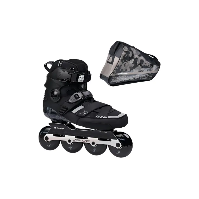 FLYING EAGLE Inline Skates City Street Drifting, Flower Patterned Cornering Unisex Silver Black-0