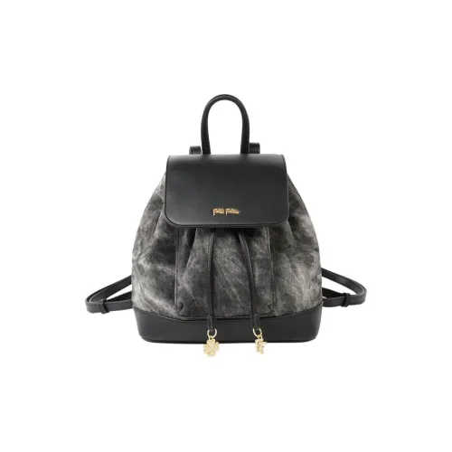 Folli Follie PU Bucket Bag Backpack Small Size Women's Black/Brown