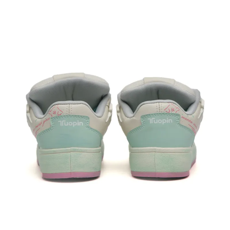TUOPIN Low Top Skateboard Shoes Women's Pink Green-2