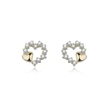 Love Diamond Heart Stud Earrings[Gold]