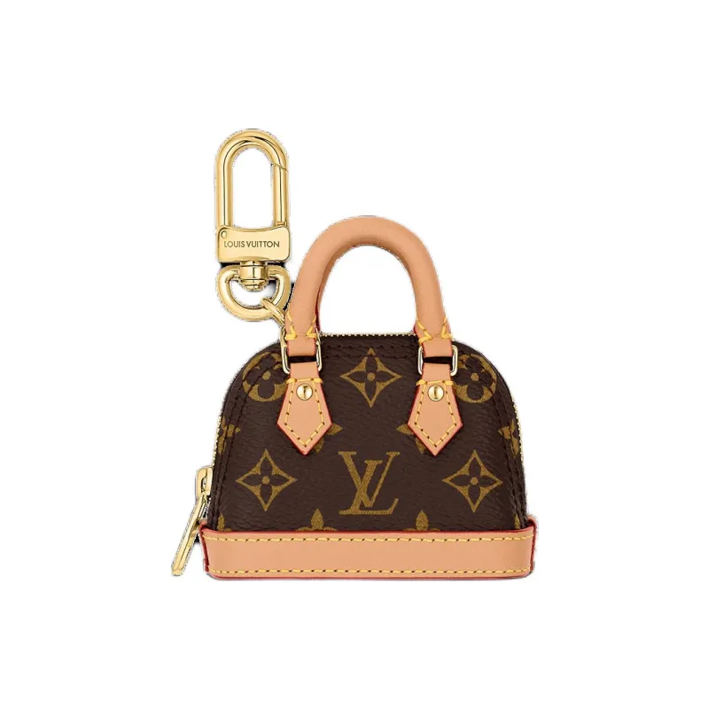 LOUIS VUITTON Alma Coated Canvas With Cow Leather Accessory Bag Charm Bag Merch Women's Brown-2