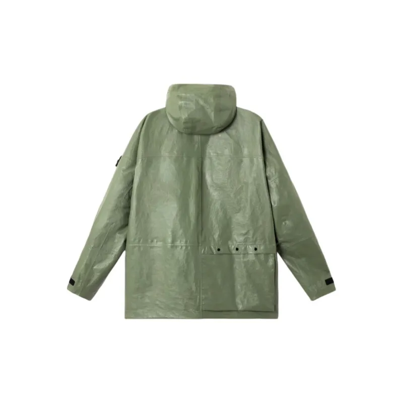 STONE ISLAND Leather Jacket Unisex Sage Green-1